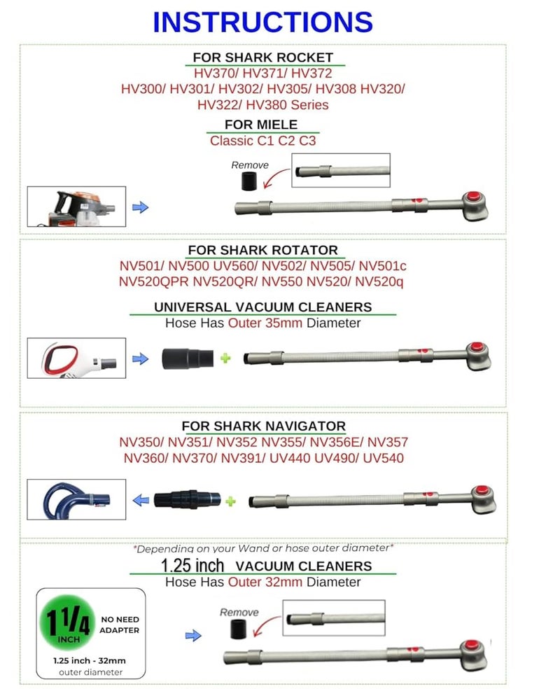 VACEXT Pet Hair Grooming Brush Vacuum Attachment for Dogs, Cats with Vacuum Extension Hose up to 3.5M – Compatible with Miele, Shark Rocket HV322, HV301, HV371, Rotator NV501, Navigator NV350 Series & More - Image 5